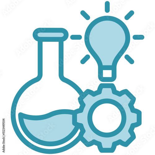 Innovation mini illustration dual tone color icon, use for research and development, education, industry, UI, UX kit, app and web development, digital or print.