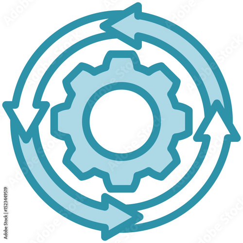 Iteration Cycle mini illustration dual tone color icon, use for research and development, education, industry, UI, UX kit, app and web development, digital or print.
