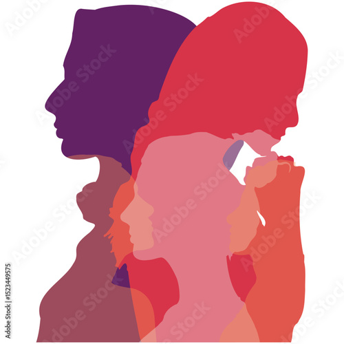 Woman silhouette isolated vector illustration. Modern feminist concept