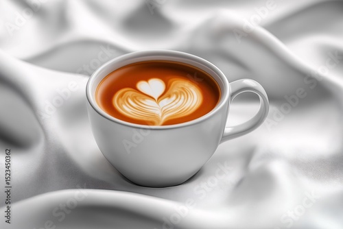 Elegant Heart Foam Latte Art. Gourmet Coffee for Cozy Mornings. Beverage Photography
