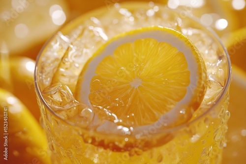 Refreshing Lemonade Drink. Cold Citrusy Beverage with Natural Ingredients for Summer Hydration