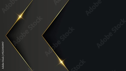 Animated Abstract luxury background with golden lines on black background. Gold polygonal random network shine glitter design