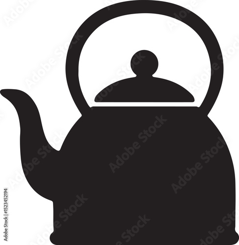 Sleek black silhouette of a classic teapot for brewing hot drinks and beverages kitchen icon or design element