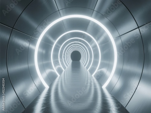 Illuminated Spiral Tunnel with Concentric Circles