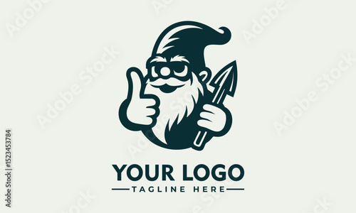 Cute illustration of a friendly garden gnome with a pointed hat giving two enthusiastic thumbs up. Fantasy concept