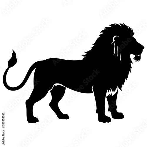 Detailed Lion Silhouette Standing Upright With a Majestic Posture in Profile View