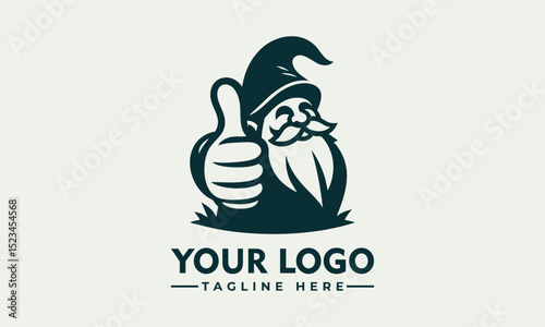 Cute illustration of a friendly garden gnome with a pointed hat giving two enthusiastic thumbs up. Fantasy concept