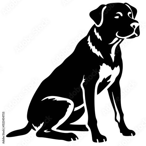 Minimalist Silhouette of a Dog Sitting Upright Against a Plain Background