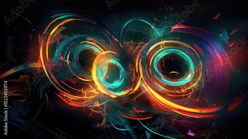 Colorful swirling vortex in space with glowing abstract patterns