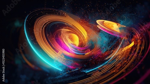Colorful swirling vortex in space with glowing abstract patterns