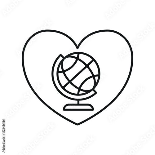 Flat charity icon showing globe, heart, and hands – symbolizing love, global aid, unity, and support.


