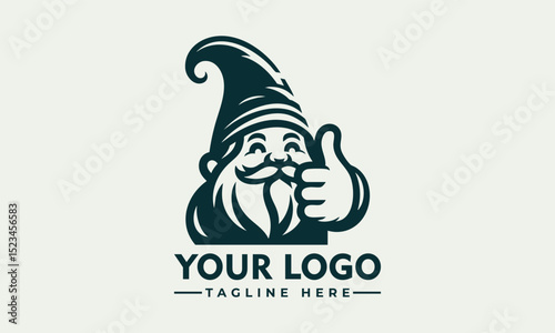 Cute illustration of a friendly garden gnome with a pointed hat giving two enthusiastic thumbs up. Fantasy concept