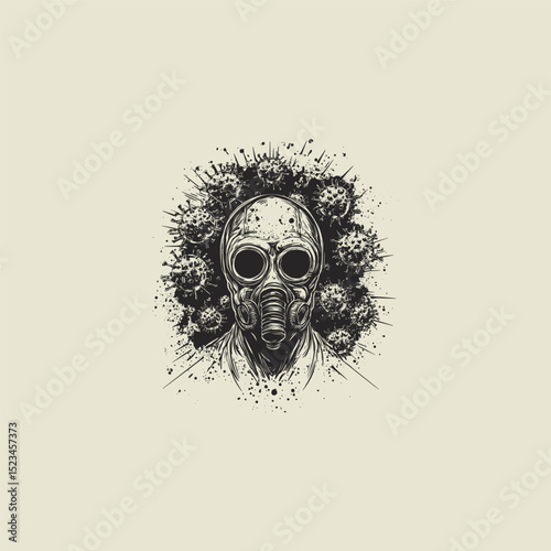 Figure with poison mask design vector template illustration