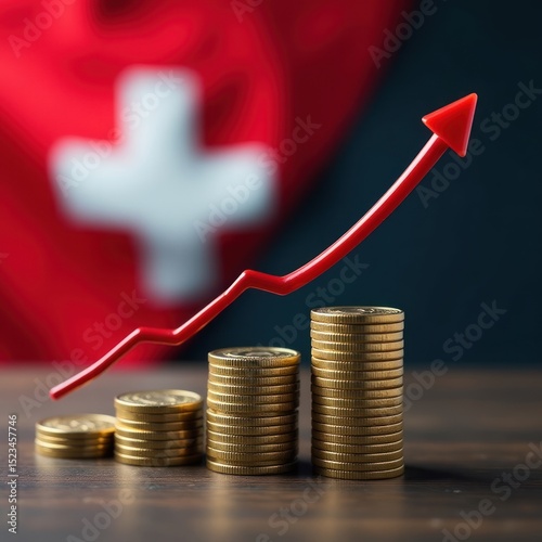Success in Switzerland: National Financial Progress. Excellent for use in corporate presentations highlighting market potential in Switzerland, promotional materials for Swiss businesses