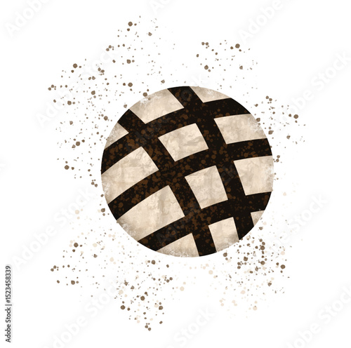 Vector illustration of chocolate cookies with criss-cross pattern and cookie crumbs, perfect for bakery or dessert-themed designs.