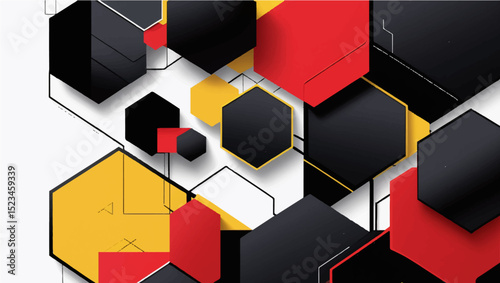 Seamless abstract geometric pattern with colorful 3D cubes and technological hexagon shapes perfect for modern design and wallpaper