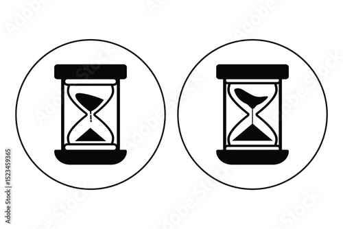 Sand clock icon set. Modern hourglass icons set, timer symbol, time management, countdown, deadline, sand clock, minimalist design. 