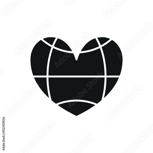 Flat charity icon showing globe, heart, and hands – symbolizing love, global aid, unity, and support.

