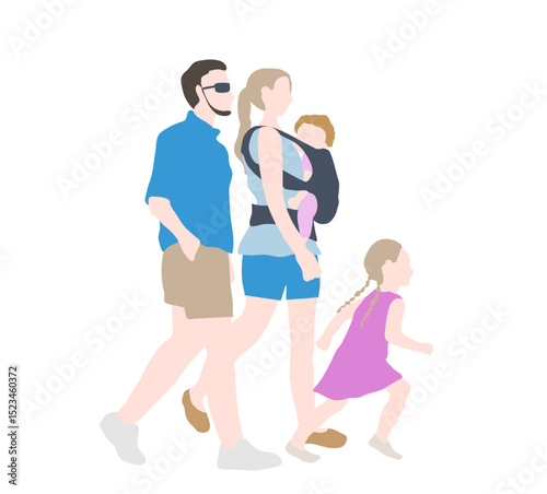 Summer Family Walk – Parents with Baby and Daughter