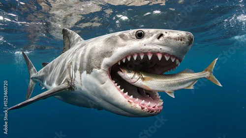 Wallpaper Mural Close-up of a great white shark eating a fish Torontodigital.ca