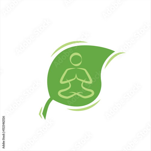 background of leaves with a person doing yoga