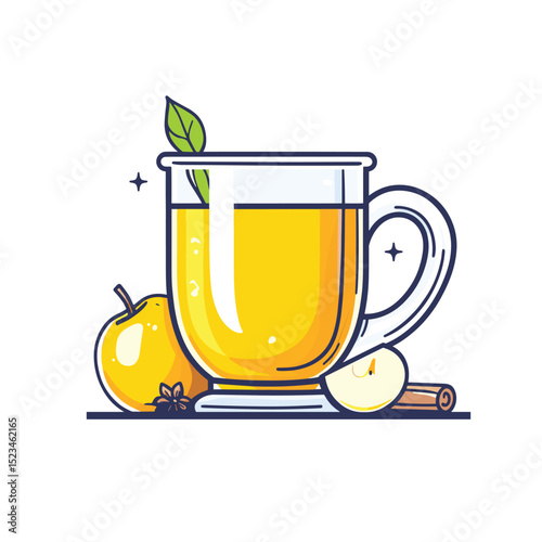 Apple cider drink with spices ingredients