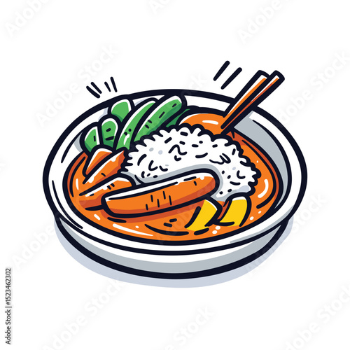 Asian food bowl with rice and vegetables