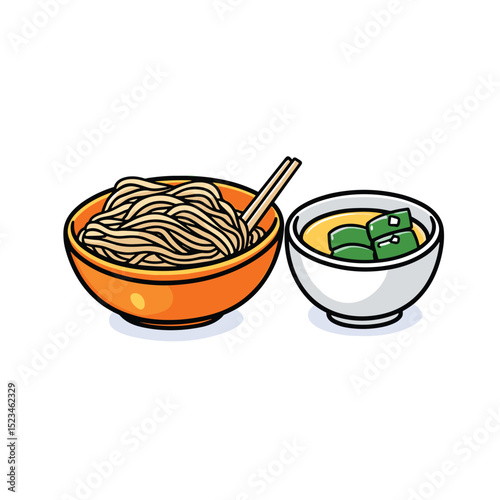 Asian noodle dish with broth and toppings