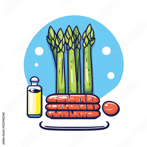 Asparagus preparation with oil and carrot slices