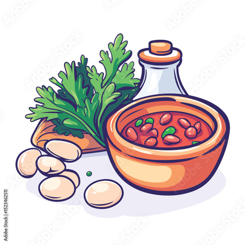 Beans and soup still life cooking ingredients