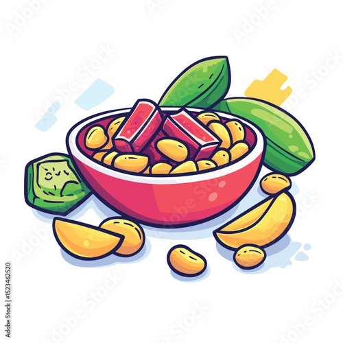 Beans with meat and vegetables food