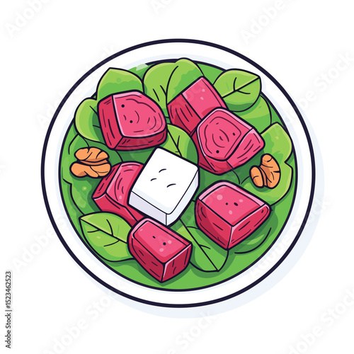 Beet feta walnut salad bowl food