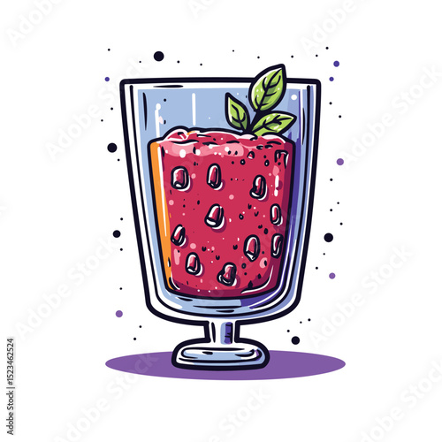 Berry smoothie in a glass with leaves