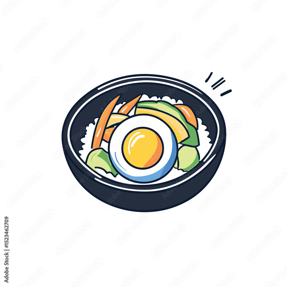 Fototapeta premium Bowl dish rice egg with avocado and carrot