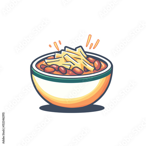 Bowl of chili with cheese tasty meal