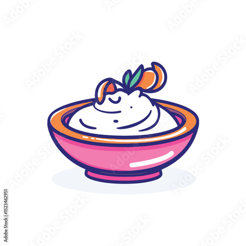 Bowl of cream topping with orange garnish