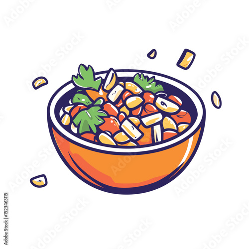 Bowl of fresh salsa salad with cilantro