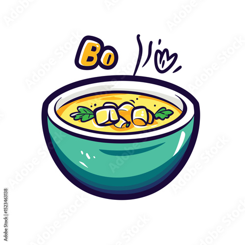 Bowl of hot soup meal food