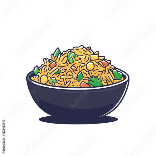 Bowl of mixed rice with vegetables, asian cuisine