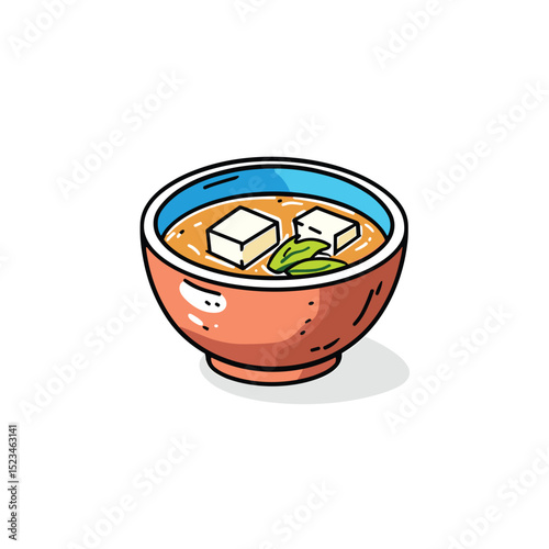 Bowl of miso soup with tofu pieces