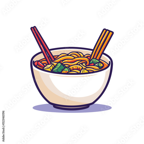 Bowl of noodle with chopsticks, Asian cuisine