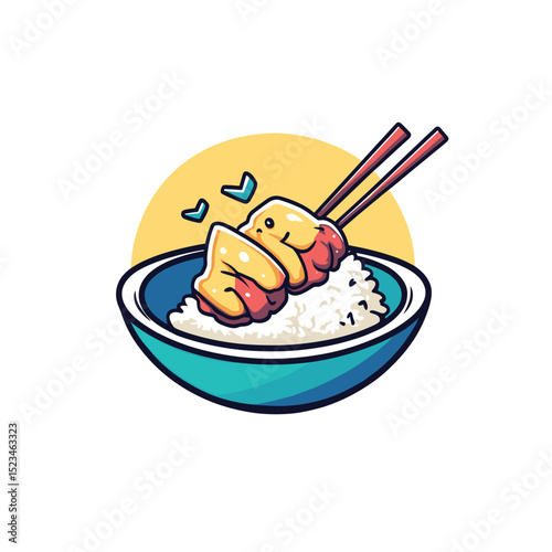 Bowl of rice food character cartoon