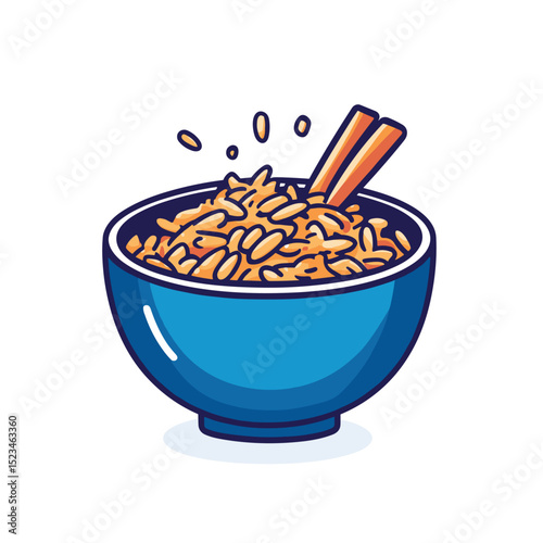 Bowl of rice with chopsticks asian cuisine