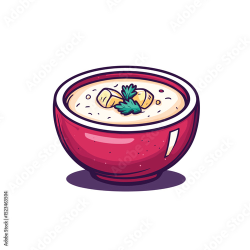 Bowl of soup with garnish food art