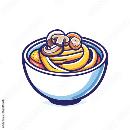Bowl of soup with mushroom topping