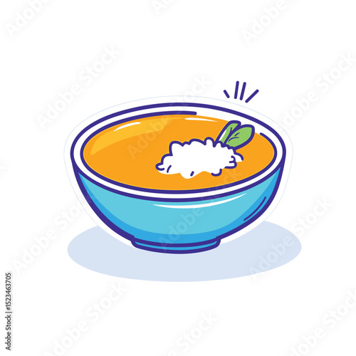 Bowl of tasty soup meal with topping