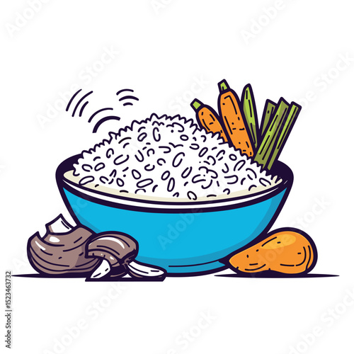 Bowl rice vegetables meal, food simple concept