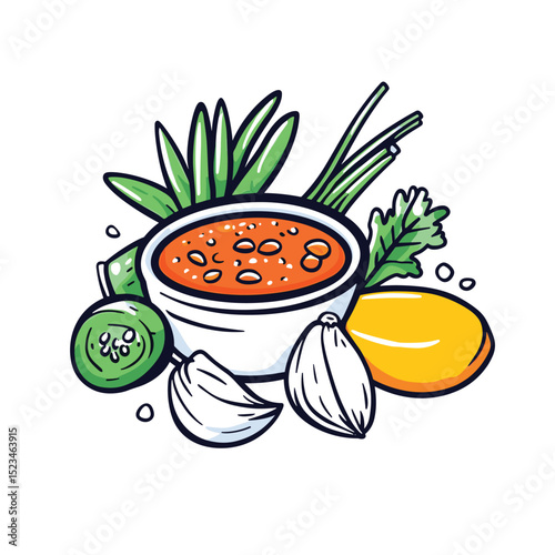 Bowl with vegetables and dip food