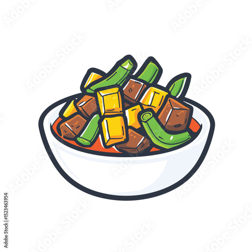 Bowl with vegetables tofu dish tasty meal