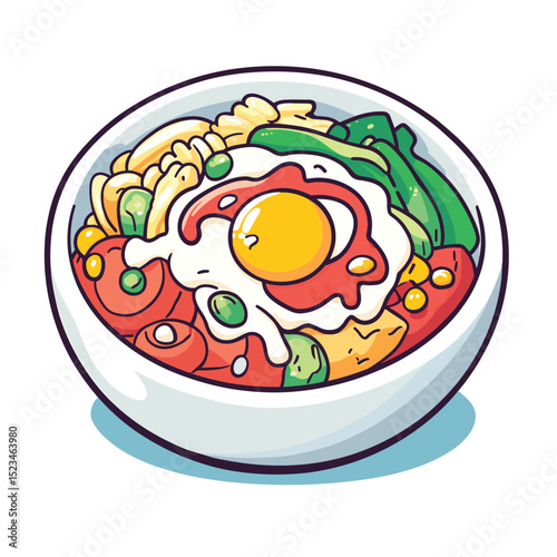 Breakfast bowl meal with egg and vegetables dish